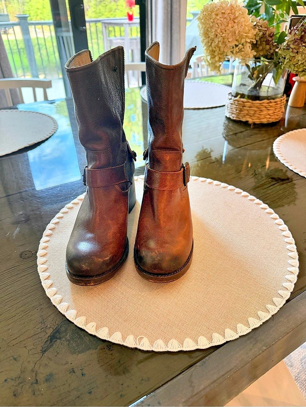 Frye Veronica Short Boot Leather Heeled Boots in Brown